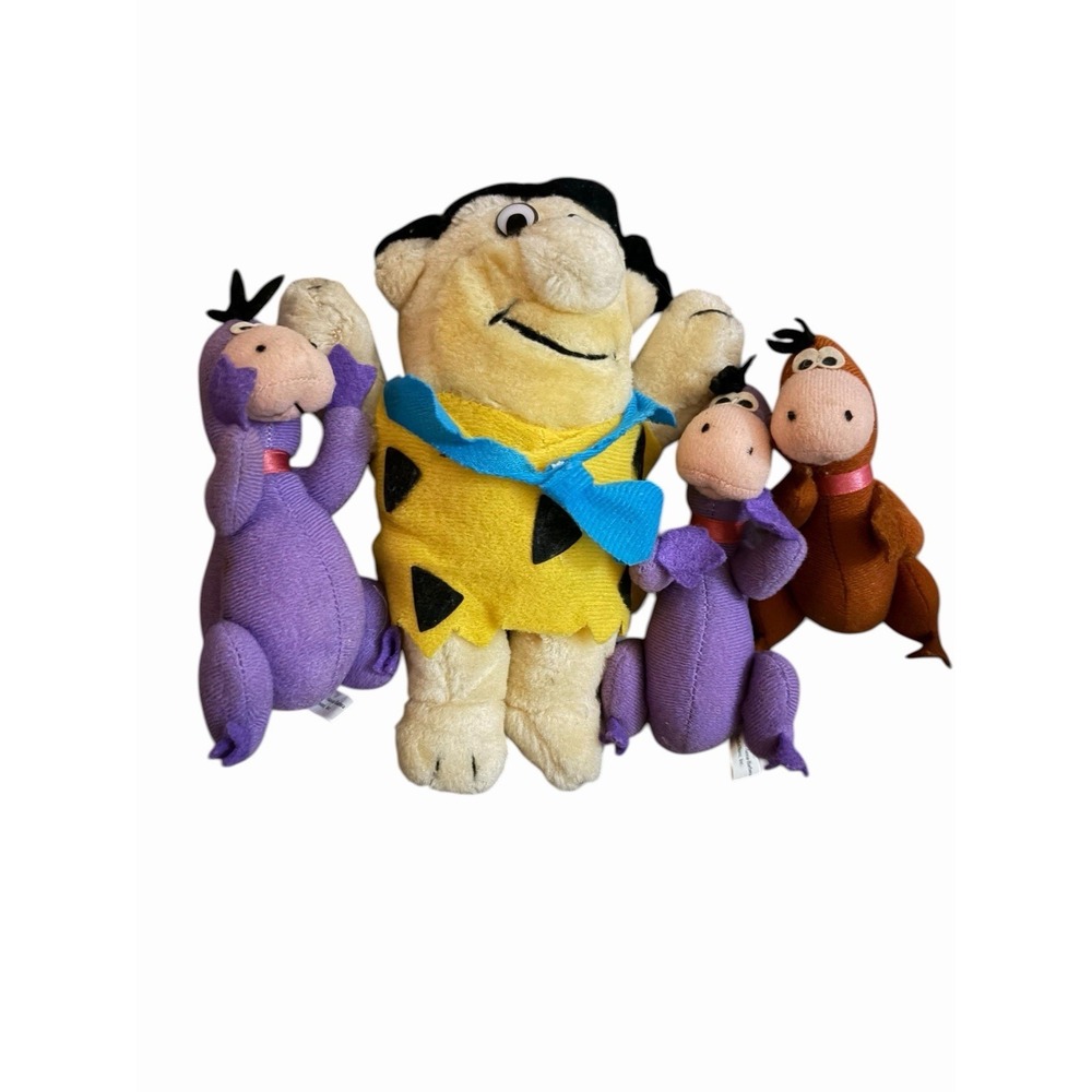THE Flintstones‎ 1989 NANCO Fred Flintstone 7" PLUSH + 3 Dinos 1988